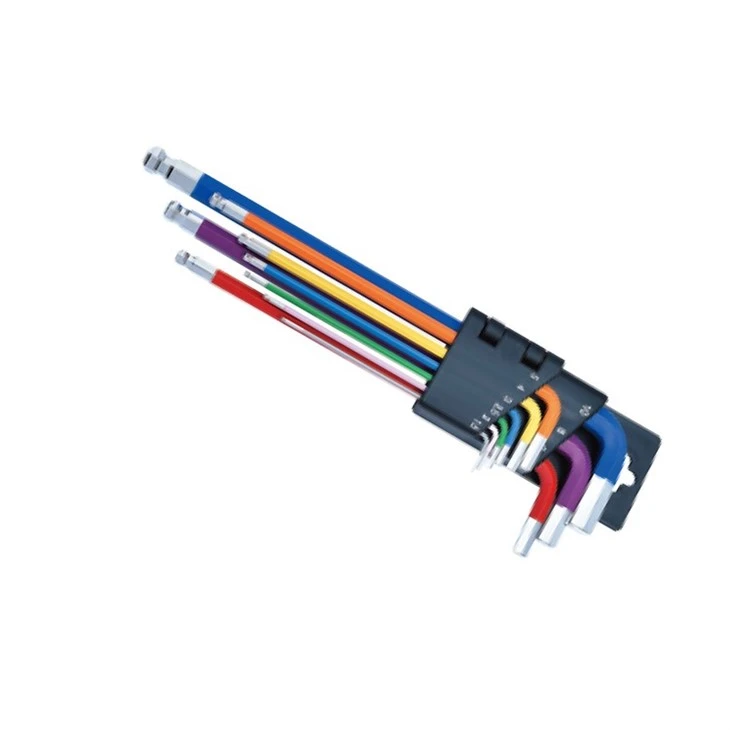 Colorized Ball Point Hex Key 9pcs Set Extra Long